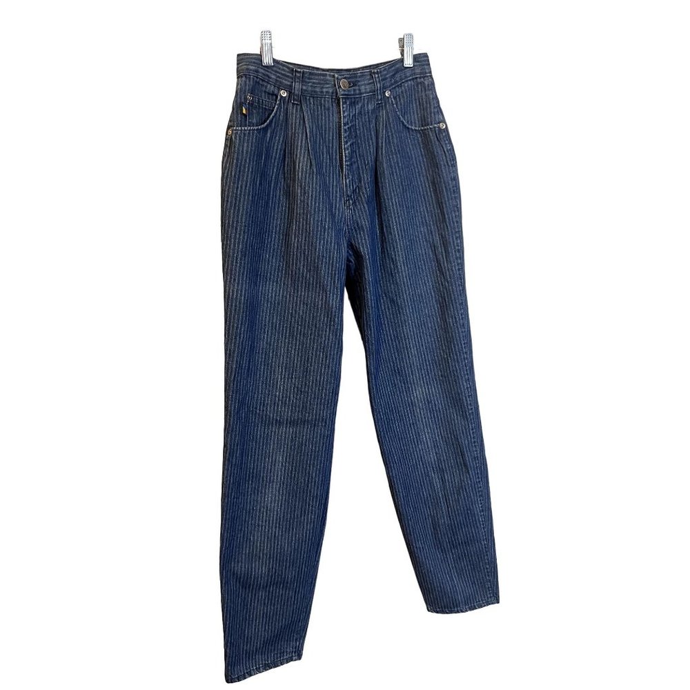 1980s Vintage Bon Jour Denim Pleated Front PinStripe Jeans